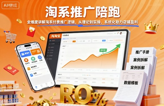 淘系推广陪跑，全维度讲解淘系付费推广逻辑，从理论到实操，系统化助力店铺盈利-资源教程须哥