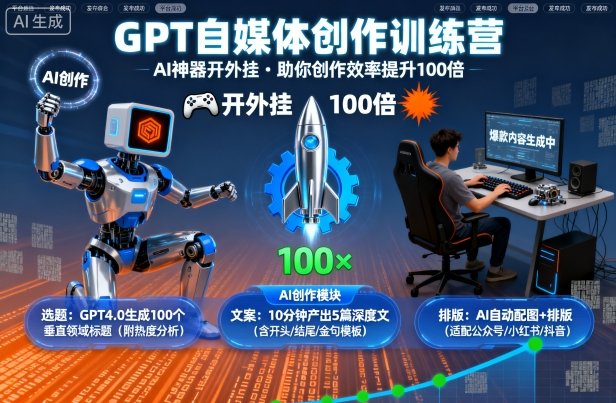 GPT自媒体创作训练营：AI神器开外挂，助你创作效率提升100倍-资源教程须哥