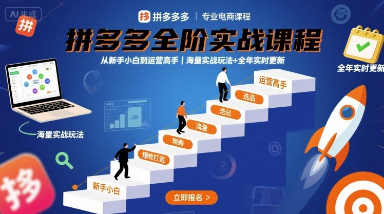 拼多多全阶实战课程，从新手小白到运营高手，海量实战玩法+全年实时更新【2025年9月更新】-资源教程须哥