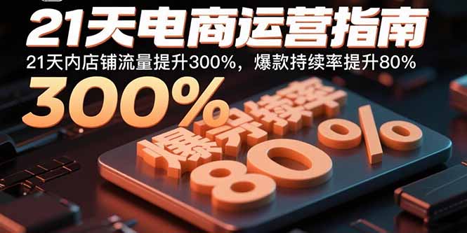 21天电商运营指南：21天内店铺流量提升300%，爆款持续率提升80%-资源教程须哥