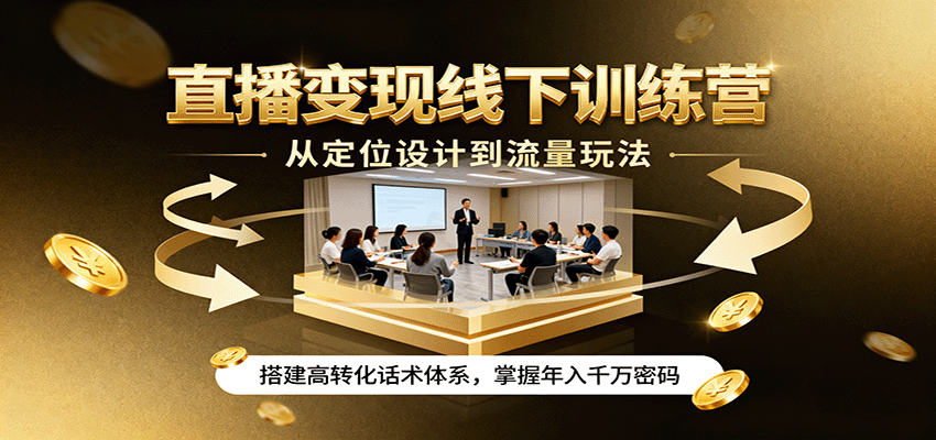 直播变现线下训练营，从定位设计到流量玩法，搭建高转化话术体系，掌握年入千万密码-资源教程须哥