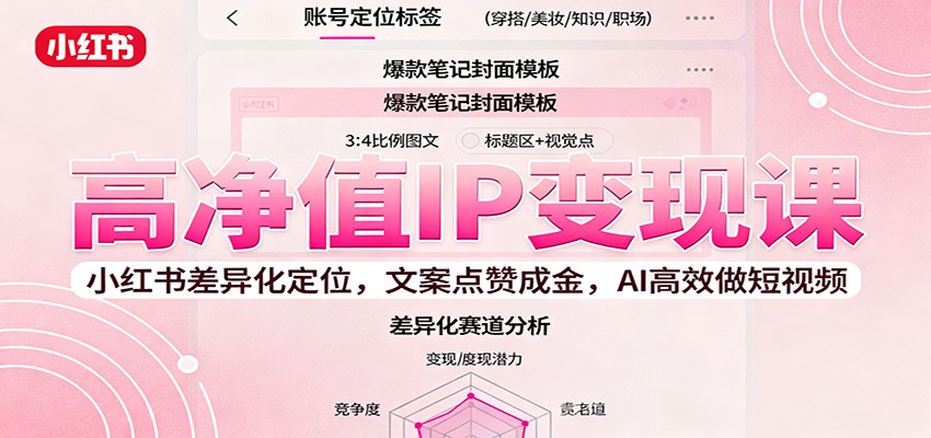 高净值IP变现课：小红书差异化定位，文案点赞成金， AI高效做短视频-资源教程须哥