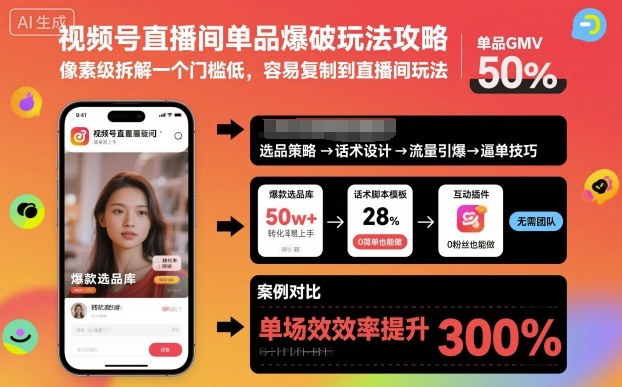 视频号直播间单品爆破玩法攻略，像素级拆解一个门槛低，容易复制到直播间玩法-资源教程须哥