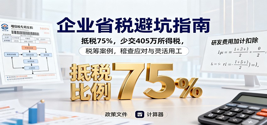 企业省税避坑指南：抵税75%，少交405万所得税，税筹案例，稽查应对与灵活用工-资源教程须哥