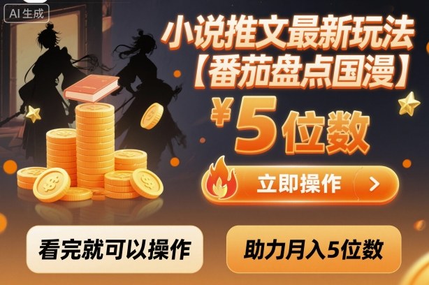 小说推文最新玩法，助力月入5位数【番茄盘点国漫】玩法，看完就可以操作-资源教程须哥