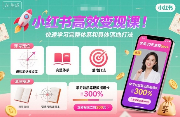 小红书高效变现课，快速学习小红书完整体系和具体落地打法-资源教程须哥