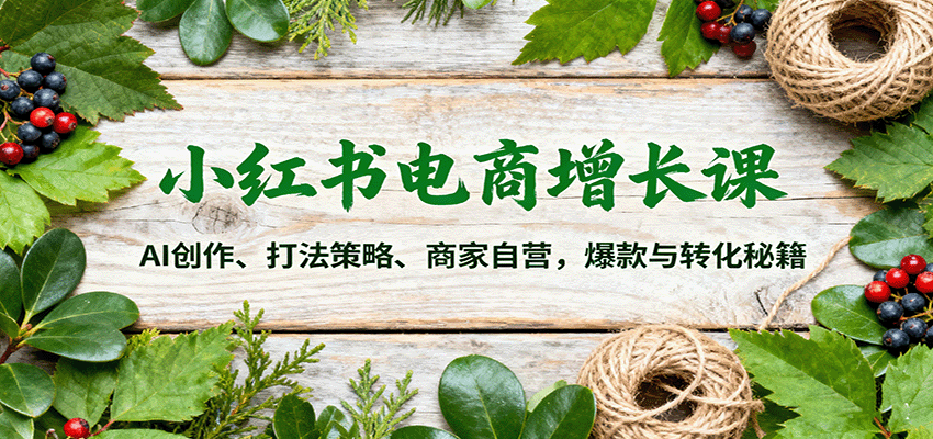 小红书电商增长课：AI创作、打法策略、商家自营，爆款与转化秘籍-资源教程须哥