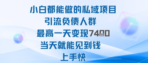 2025年小白都能做的私域项目引流负债人群最高一天变现1k+高变现难度低当天就能见到钱上手快-资源教程须哥