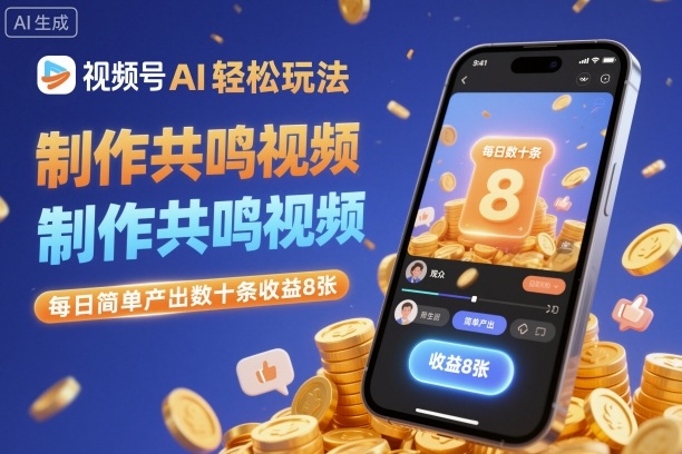 视频号AI轻松玩法，制作共鸣视频，每日简单产出数十条收益8张-资源教程须哥