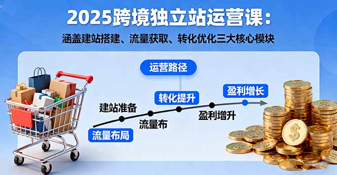 2025跨境独立站运营课:涵盖建站搭建、流量获取、转化优化三大核心模块-资源教程须哥