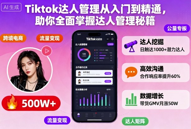 Tiktok达人管理从入门到精通，助你全面掌握达人管理秘籍-资源教程须哥