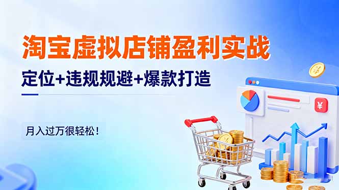 淘宝虚拟店铺盈利实战：定位+违规规避+爆款打造，月入过万很轻松！-资源教程须哥