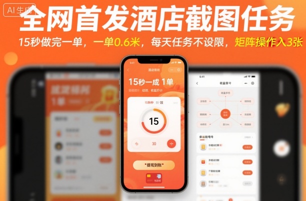 全网首发酒店截图任务,15秒做完一单,一单0.6米,每天任务不设限,矩阵操作日入3张【揭秘】-资源教程须哥