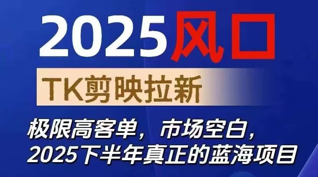 2025风口TK剪映capcut拉新项目，极限高客单，市场空白，2025下半年真正的蓝海项目-资源教程须哥