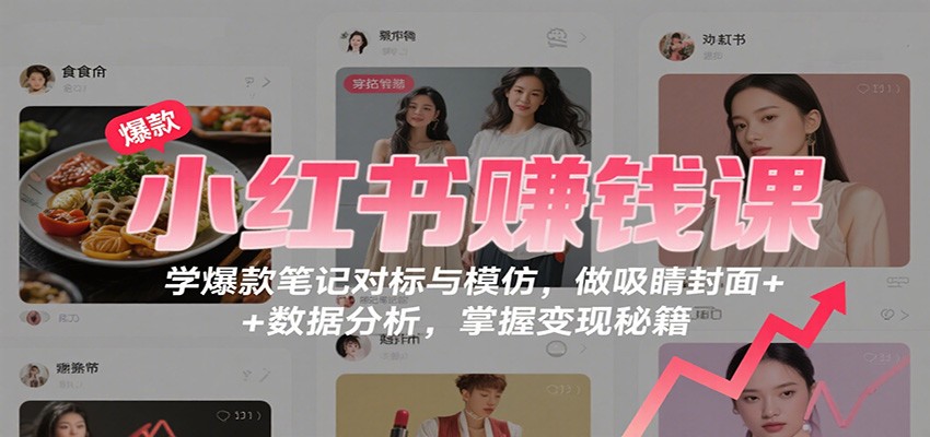 小红书赚钱课：学爆款笔记对标与模仿，做吸睛封面 + 数据分析，掌握变现秘籍-资源教程须哥
