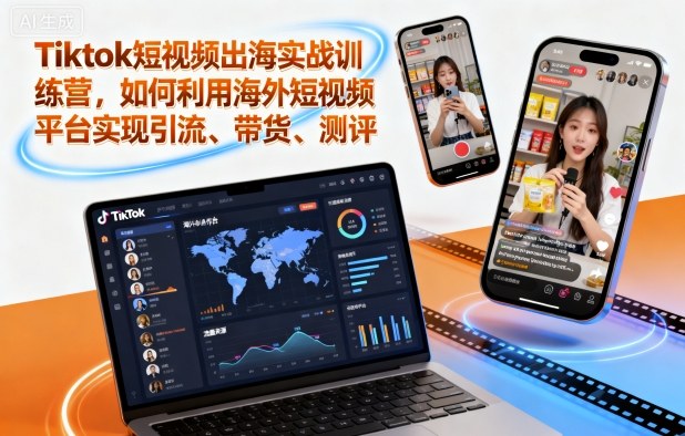 Tiktok短视频出海实战训练营，如何利用海外短视频平台实现引流、带货、测评-资源教程须哥
