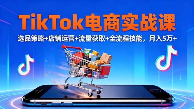 TikTok电商实战课10月，选品策略+店铺运营+流量获取+全流程技能，月入5万+-资源教程须哥