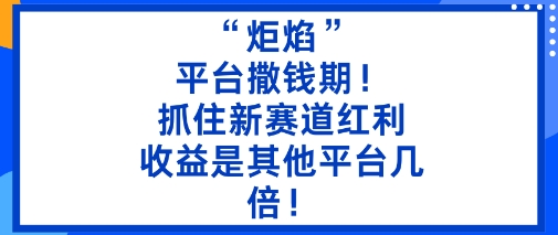 “炬焰”：平台撒钱期！抓住新赛道红利，5分钟二创内容，收益是其他平台几倍！-资源教程须哥