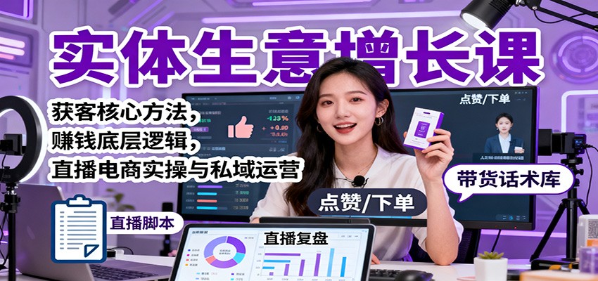 实体生意增长课：获客核心方法，赚钱底层逻辑，直播电商实操与私域运营-资源教程须哥