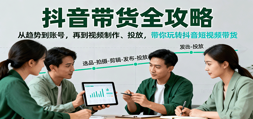 抖音带货全攻略：从趋势到账号，再到视频制作、投放，带你玩转抖音短视频带货-资源教程须哥