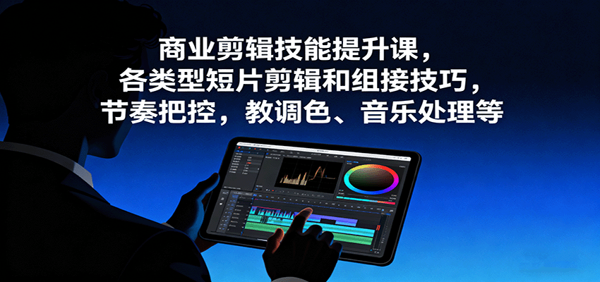 商业剪辑技能提升课，各类型短片剪辑和组接技巧，节奏把控，教调色、音乐处理等-资源教程须哥