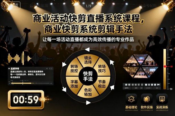 商业活动快剪直播系统课程，商业快剪系统剪辑手法-资源教程须哥