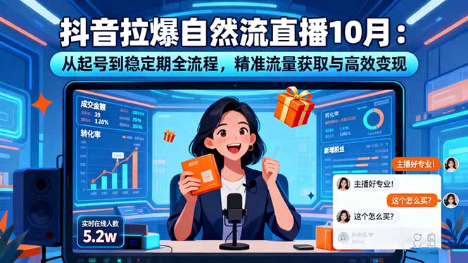 抖音拉爆自然流直播10月：从起号到稳定期全流程，精准流量获取与高效变现-资源教程须哥