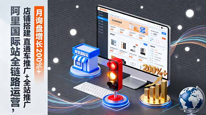 阿里国际站全链路运营，店铺搭建+直通车推广+全站推广，月询盘增长200%+-资源教程须哥