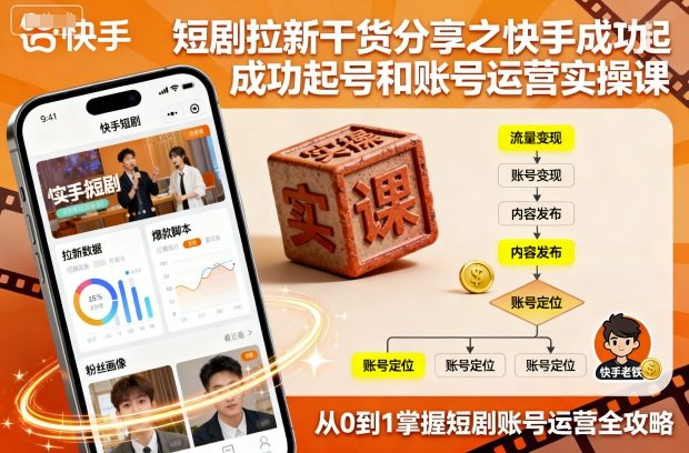 短剧拉新干货分享之快手成功起号和账号运营实操课-资源教程须哥