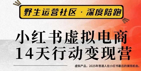 小红书虚拟电商14天变现训练营3.0，​虚拟产品，2025年普通人在小红书最后的搞钱机会-资源教程须哥