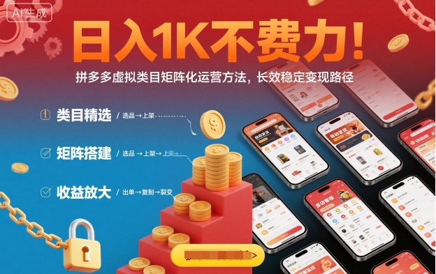 日入1K不费力！拼多多虚拟类目矩阵化运营方法，长效稳定变现路径-资源教程须哥