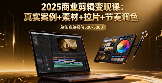 2025商业剪辑变现课：真实案例+素材+拉片+节奏调色，单条商单报价500-5000-资源教程须哥