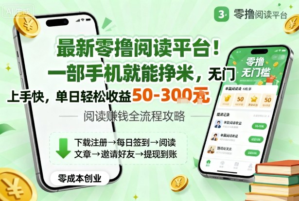 最新零撸阅读平台！一部手机就能挣米，无门槛上手快，单日轻松收益50-3张【揭秘】-资源教程须哥