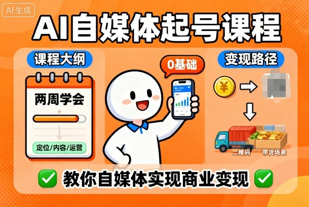 AI自媒体起号课程，0基础小白两周学会，教你自媒体实现商业变现-资源教程须哥