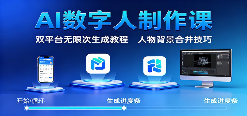AI数字人制作课：双平台无限次生成教程，人物背景合并技巧-资源教程须哥