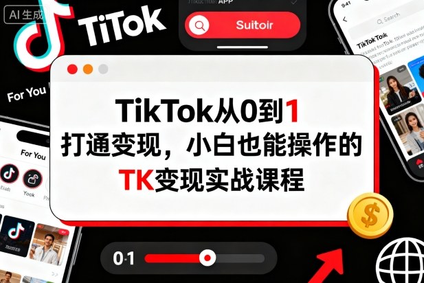 TikTok从0到1打通变现，小白也能操作的TK变现实战课程-资源教程须哥