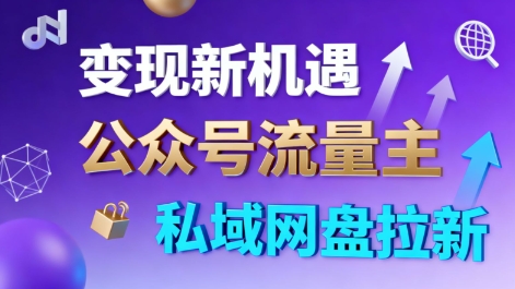 公众号流量主+私域网盘拉新，多方式变现，简单易上手，当天就有收益-资源教程须哥
