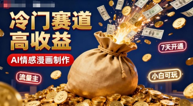 公众号冷门赛道，用AI做情感漫画，7天开通流量主，操作简单，小白可玩-资源教程须哥