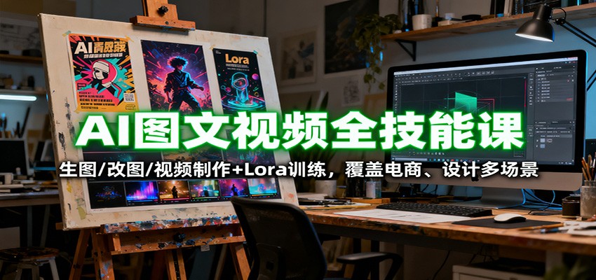 AI图文视频全技能课：生图/改图/视频制作+Lora训练，覆盖电商 、设计多场景-资源教程须哥