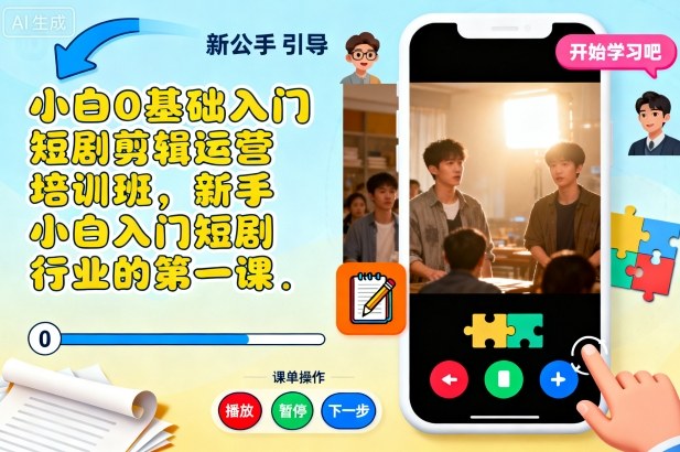 小白0基础入门短剧剪辑运营培训班，新手小白入门短剧行业的第一课-资源教程须哥