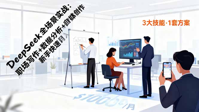 DeepSeek全场景实战：职场写作+数据分析+自媒体创作，新手快速月入过万-资源教程须哥