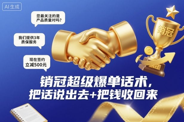 销冠超级爆单话术，把话说出去+把钱收回来-资源教程须哥