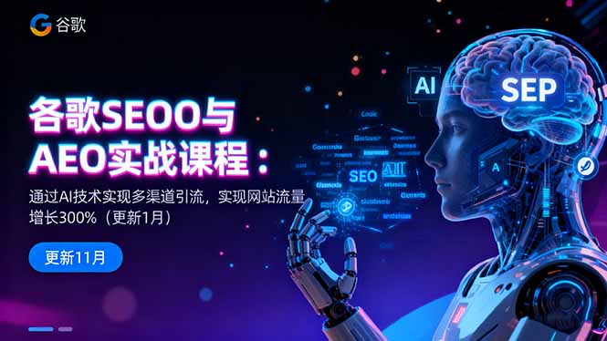 谷歌SEO与AEO实战课程：通过AI技术实现多渠道引流，实现网站流量增长300%-资源教程须哥