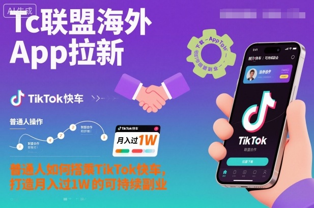 Tc联盟海外App拉新：普通人如何搭乘TikTok快车，打造月入过1W的可持续副业-资源教程须哥