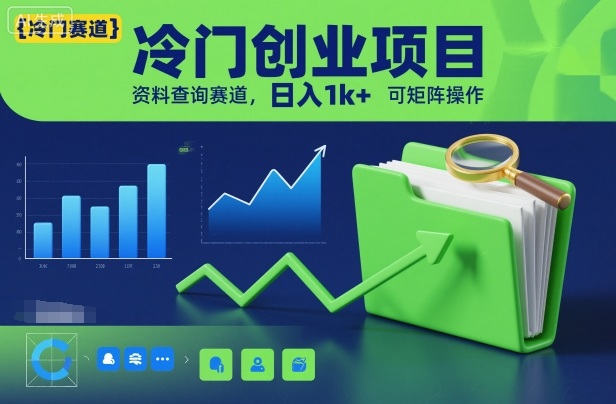 冷门创业项目，资料查询赛道，日入1k+，可矩阵操作-资源教程须哥