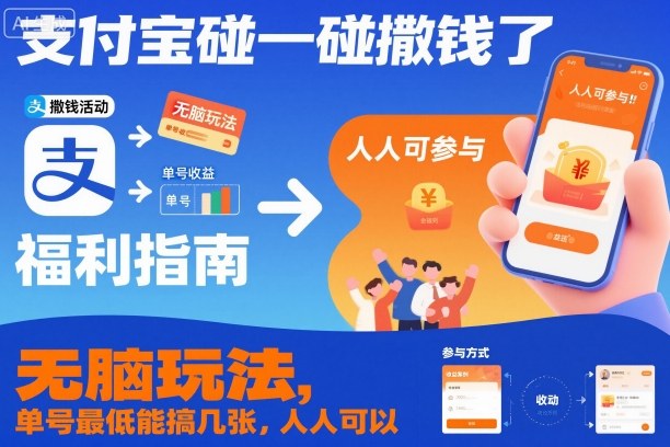 支付宝碰一碰撒钱了，无脑玩法，单号最低能搞几张，人人可以撸【揭秘】-资源教程须哥