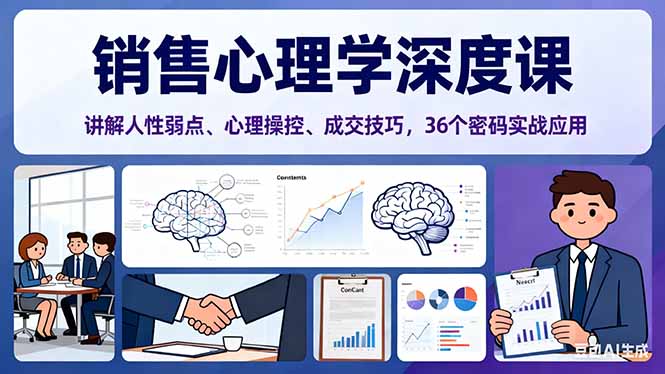 销售心理学深度课，讲解人性弱点、心理操控、成交技巧，36个密码实战应用-资源教程须哥