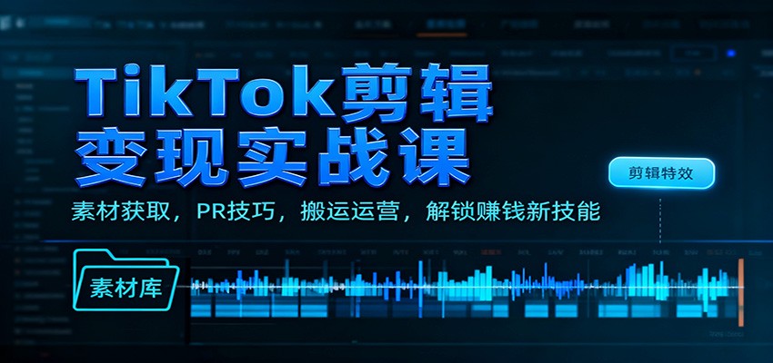 TikTok剪辑变现实战课：素材获取，PR技巧，搬运运营，解锁赚钱新技能-资源教程须哥