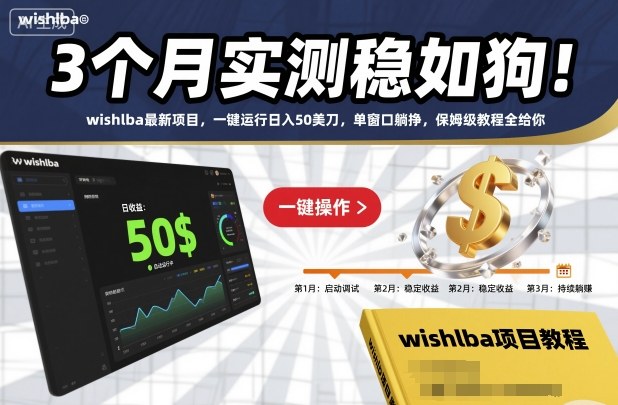 3个月实测稳如狗！wishlba最新项目，一键运行日入50美刀，单窗口躺挣，保姆级教程全给你【揭秘】-资源教程须哥