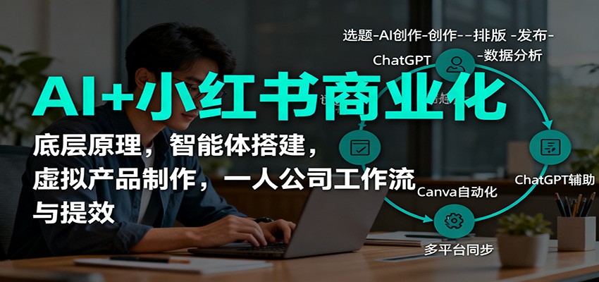 AI+小红书商业化，底层原理，智能体搭建，虚拟产品制作，一人公司工作流与提效-资源教程须哥